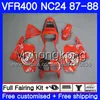 Lucky Red Hot Ciało dla Honda RVF400R VFR400RR RVF400RR VFR400R 1987 1988 267HM.43 VFR400 R NC24 V4 RVF VFR 400 R VFR 400R 87 88 Zestaw do obróbki