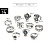 11 pz/set Band Nail Ring Set Bohemian Intagliato Foglia Fiori Pure Blue Gemstone Elegante Designer Accessori per gioielli da donna Anello vintage Regali