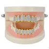 Ny Baguette Set Tänder Grillz Top Bottom Silver Färggrillar Dental Mouth Hip Hop Fashion Smycken Rapper Smycken