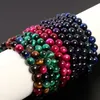 8mm A ++ perline Fili in pietra naturale Bracciale Agata / Ametista / Quarzo rosa / Lapis Lazuli / Malachite / Tiger Eye Braccialetti di guarigione di moda Unisex