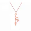 Personaliseer verticale naamplaat ketting voor vrouwen meisje gepersonaliseerde 18 k vergulde cursieve lettertype Arabische handschrift hanger verjaardagscadeau