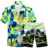 Herren Hawaiian Shirts Set 2019 Mode Sommer Floral Shirts Männer + Druck Strand Shorts Kurzarm Trainingsanzug männer Sets ropa hombre