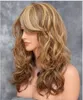 Brown Gold Wigs Cheveux bouclés Oblique Bangs Deep Wave Long Curly Wig