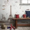 Simple eiffel tower TV background wall 3d murals wallpaper for living room