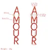 Fashion-ins överdrivna röda romantiska franska brev amour örhängen femme kärlek bröllop örhängen gåva full av rhinestone