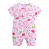 Nouveau-né Vêtements Barboteuse Bébé Garçon Fille Vêtements Combinaison INS Manches Courtes Fermeture Éclair Floral Feuilles Tropicales Flamingo Dinosaure Complet Imprimé Barboteuses