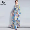 Ld Linda Della Créateur De Mode Maxi Robe 3xl Plus La Taille Des Femmes À Manches Longues Boho Coloré Fleur Imprimé Robe Longue Décontractée Y19012201