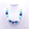 Mode Ruban Enfant Chunky Collier DIY Bleu Couleur Bubblegum Perle Chunky Collier Enfants Bijoux Pour Les Filles En Bas Âge