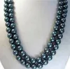 Collier de perles naturelles noires de Tahiti, 8-9mm, 48 pouces, accessoires en or 14K