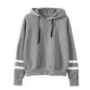 Arm randig design tonåringar hooded hoodies casual lösa toppar tröjor kvinnor vinter varma mode pullover hoodies kläder kläder