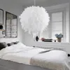 3 Colors Feather Pendant Light Droplight Romantic Dreamlike Marriage Room Clothing Store Bedroom Study Pendant Lamp