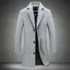 2018 Autumn and Winter New Mens Solid Color Casual Business Woolen Coats / Mens High-end Brand Slim Long Woolen Coat Male Jacket