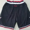 New Shorts Team Shorts 9798 Vintage Baseketball Shorts Zipper Pocket Running Clothes Black Stripe White Red Just Done Size SXXL9521018