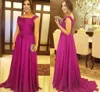 Fúcsia elegante mãe da noiva vestidos drapeados até o chão plus size feminino noite vestido de festa de formatura mãe casamento convidado Gown330a