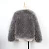 Femmes fourrure Faux femmes fourrure manteau doux autruche plume fausse veste hiver chaud vêtements d'extérieur Vintage fête courte Outwear # T2G1