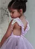 2019 Piękny Lavendar Flower Girls Sukienki 3D Kwiaty Dziewczyny Pagewne Suknie Dla Dzieci Wesele