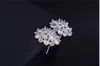 Female Snowflake Stud Earring 100% Real 925 Sterling Silver Jewelry High Quality Diamond Double Earrings For Women2869