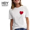 Hdy Haoduoyi Herz T-Shirt T-Stücke Causal Witty Liebe Print Tops Runde Kragen Kurzarm-T-Shirt-Sommer-Frauen Freeshipping SH190724