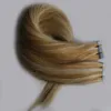 人間の毛の伸びのテープ40ピース二重描画毛髪皮の皮の絹のようなストレートヨーロッパのテープヘアエクステンションサロンスタイル
