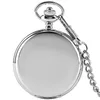 Antyczna gładka obudowa srebrna kieszonkowa kieszonkowa zegarek nowoczesny numer arabski zegar analogowy mężczyźni kobiety modne łańcuch naszyjnika unisex prezent179s