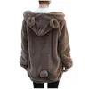 Women Hoodies Zipper Girl Winter Loose Fluffy Bear Ear Hoodie Hooded Jacket Warm Outerwear Coat Cute Sweatshirt