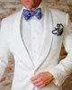 Witte bruiloft smoking bruidegom slijtage sjaal revers groomsmen outfit man blazers 2 stuk trajes de hombre kostuum thuis yy125
