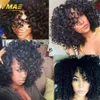 Vmae afro våg brasiliansk jungfru weft naturlig färg mjuk 3 buntar parti bouncy lockigt hårförlängningar 100% mänskliga hårvävningar