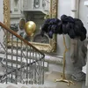 Northern Ostrich Feather Gold Copper Brass Harts Floor Lamp Tripot Standlampor för vardagsrum DECO Salon Drop Ship220r