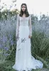 Lihi Hod 2020 New Wedding Dresses V Neck Long Sleeve Lace Boho Bridal Gowns See Through Backless Beach Country Trumpet Wedding Dress Simple