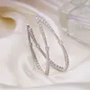 Vecalon 925 zilver grote hoepel oorbellen goud / zilver kleur voor vrouwen grote cirkel oorbellen 925 sterling zilveren bruiloft sieraden partij accessoires