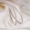 Vecalon 925 Silver Large Hoop Boucles d'oreilles Or / Argent Couleur pour les femmes Big Circle Boucles d'oreilles en argent sterling 925 Bijoux de mariage Accessoires de fête