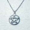 Europa und Amerika Unisex Schutz Halsketten Pentagramm Pentagramm Amulett Anhänger Halskette Wicca Hexerei Goth Supernatural Schmuck 548