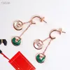 Fashion-Classic Designer S925 Sterling Silver Double Round Ceramic Amulet Charm Dangle Earrings For Women Jewelry