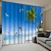 Coconut Beach 3D Window Gardin Modern Mode Living Room Gardiner Dekoration Ocean Photo Printing Drapes