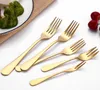 Gold Color Stainless Steel Dinner Forks 5 Sizes Stock Stainless Steel Dinner Fork Tableware Beef Forks Fruit Forks