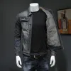 Nuevo Abrigo vaquero para hombre, Tops ajustados de vaquero Vintage, chaqueta informal de manga larga con cremallera de talla grande XL, prendas de vestir vaqueras clásicas de marca para hombre