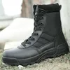 Winter Shoes Men Desert Boots Military Boots Mens Work Safty Shoes SWAT Army Boot Zapatos Ankle Lace-up Side Zipper Combat Boots
