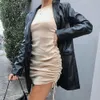 abito da donna senza maniche in cotone color puro nappa vintage 2020 estate semplice streetwear da donna eleganti mini abiti aderenti