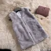 Ny Faux Fur Vest Jacka Coat Kvinnor Vinter Varm Ytterkläder Overcoat Parka Ärmlös V-Neck Kort Waistcoat Plus 4x 6Q2305