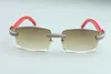 2020 Quadratlinsen Mikropavierdiamanten Sonnenbrille Rote natürliche Holzschlempel M-3524012-E für Unisex size56-18-135mm283r