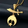 Fashion Gold Silver Stainless Stee Shriner Necklace Scimitar Moon Star Shrine Pendant Masonic mason pharaoh jewelry For Men9046279