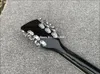 Ric 330 12 strängar glans svart semi ihålig kropp elektrisk gitarr glans lack rosewood fingerboard, 5 konbs, 2 utgångar, singel f hål