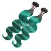 1b Grön brasiliansk kroppsvåg Mänsklig hår Virgin Human Hair Extensions Ombre Färg Brasilianskt Hår 3 Bundlar Lot VMAe