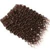 Chocolate marrom água encaracolado pacotes de cabelo humano com fechamento 4 cabelo virgem brasileiro 34 pacotes com fechamento de renda 4x4 cabelo remy e9328345
