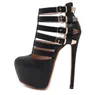 16 cm seksowny klub nocny Hollow Out T Strappy Designer Pumps Super Platform High Heels Designer Women Shoes