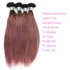 Dusty Purple Menselijk Haarbundels met Sluiting Rechte Braziliaanse 100% Maagdelijk Menselijk Haar Weave met Sluiting 10-28 Inch