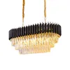 Lustre en cristal d'île de cuisine moderne pour les lustres en cristal de salle à manger de luxe suspendus pendentif LED éclairage noir UPS220S