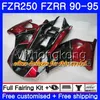 FZRR Nero Hot Pieno per Yamaha FZR-250 FZR 250R FZR250 90 91 92 93 94 95 250hm.20 FZR 250 FZR250R 1990 1991 1992 1993 1993 1994 Kit carenatura 1995