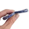 Bellissimo strumento per massaggio raschiante Gua Sha di grado terapeutico in giada blu tradizionale cinese fatto a mano