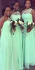 Bruidsmeisje jurken een schouder Chiffon Long Maid of Honor Dress African Mint Green Plus Size Formal Party Bruiloft Guestjurken